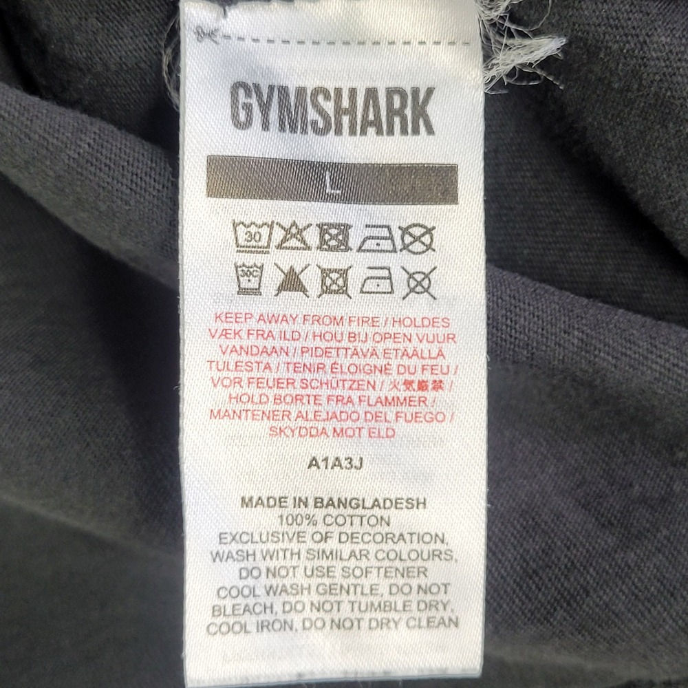 Gymshark T-Shirt Mens L Black Excellent Cotton Short Sleeve Logo A1A3J - Picture 6 of 8